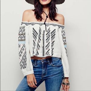 Free People Embroidered Peasant Top